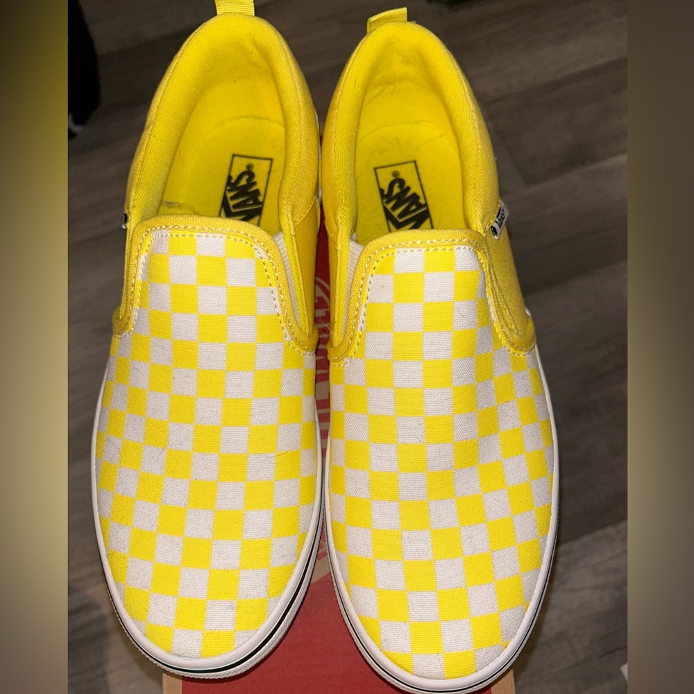 Yellow checkered vans. Woman’s size 5